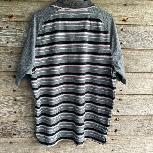Izod Men's Slim Fit Polo Shirt Gray Striped Size XL Polyester/Cotton Blend - Picture 7 of 9